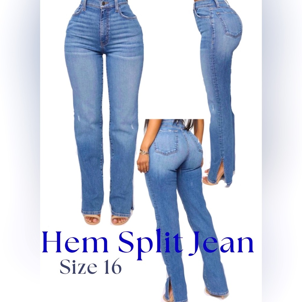 Side Split Medium Wash Jean